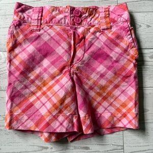 Koala Kids Pink and Orange Plaid Shorts